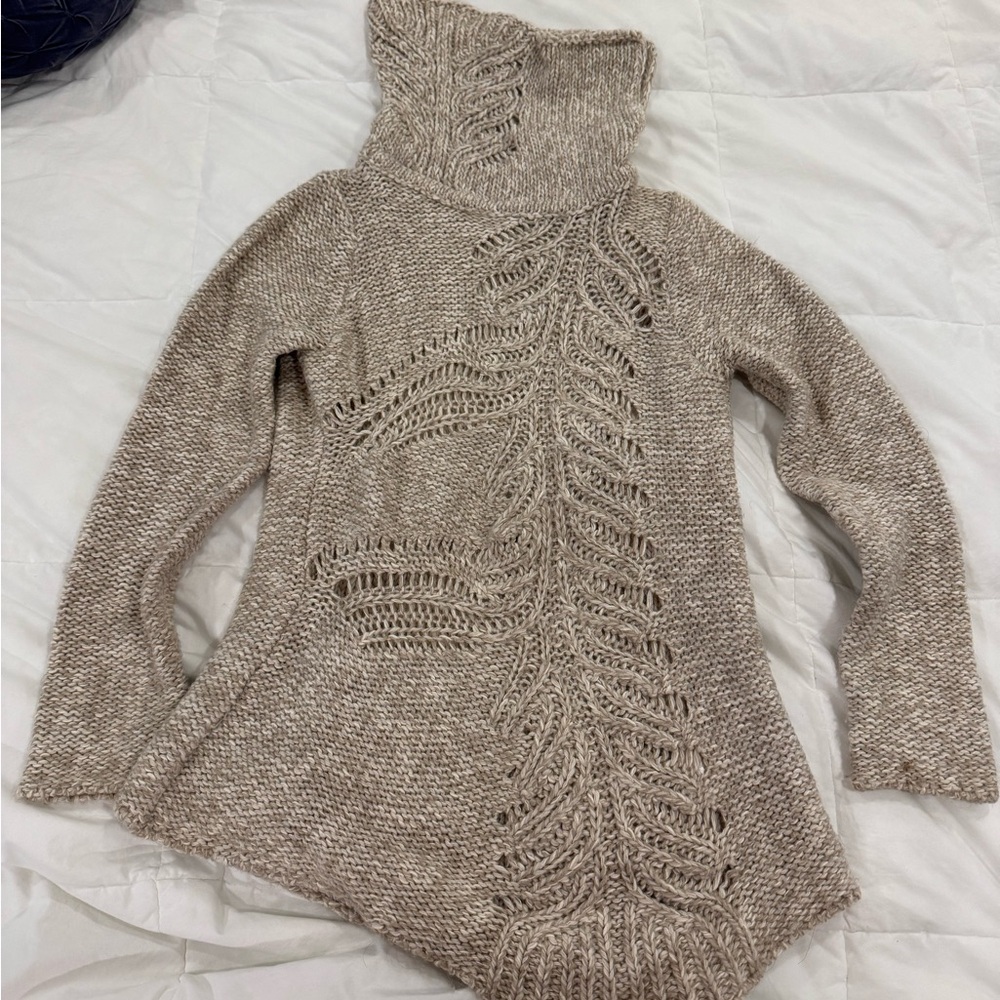 Moth Taupe Cowl Neck Sweater
